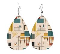 Boucles d'oreilles modernes du milieu du siècle pour femme, boucles d'oreilles pendantes en forme de larme, boucles d'oreilles bohème légères et uniques en cuir, pendentif tendance pour cadeau