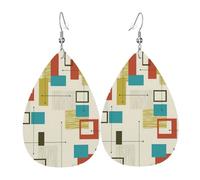 Boucles d'oreilles modernes du milieu du siècle pour femme en cuir avec impression goutte d'eau tendance et légère à porter au quotidien, fête, rendez-vous, taille unique, Cuir