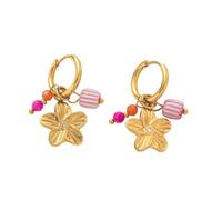 Boucles d'oreilles modernes en acier inoxydable avec détails en résine - Polyvalentes de jour comme de nuit - Accessoires d'oreilles florales