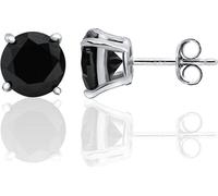 Boucles d'oreilles modernes en argent avec zircon cubique noir AGUP2256