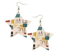 Boucles d'oreilles modernes en cuir en forme d'étoile du milieu du siècle pour femme, bijoux tendance et cadeau de Saint-Valentin ou d'anniversaire