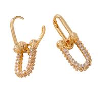 Boucles d'oreilles modernes en forme de goutte de corde - Accessoire avec cerceau en zircone pour une touche d'élégance à la mode pour les femmes, taille unique, Comme décrit