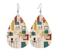 Boucles d'oreilles modernes en forme de larme du milieu du siècle - Boucles d'oreilles pendantes légères adaptées pour les cadeaux de Noël et de Saint-Valentin