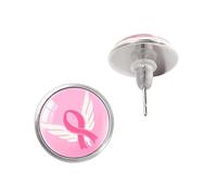Boucles d'oreilles modernes pour la sensibilisation à la santé des seins avec pierres précieuses lisses et en verre pour peaux sensibles et éthique, One Size, Comme décrit