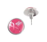Boucles d'oreilles modernes pour la sensibilisation à la santé des seins avec pierres précieuses lisses et en verre pour peaux sensibles et éthique, One Size, Comme décrit