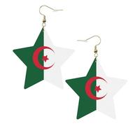 Boucles d'oreilles motif drapeau de l'Algérie pour femme Bijoux tendance et cadeaux de fête d'anniversaire Saint-Valentin