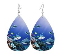 Boucles d'oreilles motif requin nageant sous la mer - Cadeau tendance pour la Saint-Valentin, les vacances, les voyages