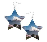 Boucles d'oreilles Mt Fuji au début du printemps en cuir en forme d'étoile, accessoires légers et élégants pour les fêtes, les danses et la vie quotidienne.