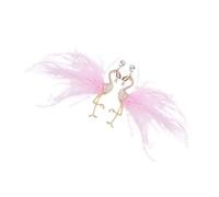 Boucles d'oreilles multi-usages en forme de flamant rose en alliage souple à plumes - Élégantes au quotidien - Bijoux tendance pour femme