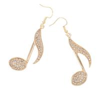 Boucles D'oreilles Musicales Pendantes avec Cristaux, Note de Musique | Alliage Doré, Crochets Légers, Confort Quotidien, pour Femmes, Soirées et Rassemblements