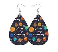 Boucles D'Oreilles Ne Cessez Jamais De Rêver, Dessin Animé Lune Planète Étoiles Galaxie Soleil Fusée Pendante De Goutte Légères Confortables Forme Larme Boucles D'Oreilles, Pour Ouple, Femmes