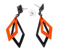 Boucles d'oreilles néon - WIDMANN - Rhombus - Style années 1980 - Orange fluo - Noir - Taille unique