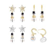 Boucles D'oreilles Noël Matériaux En Alliage Robuste Décoration Offrant Des Conceptions Flocon Neige Bonhomme Neige Pour Adultes 4 Pièces