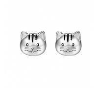 Boucles d'oreilles noires argentées chat oreille ongle animal fille bijoux boucles d'oreilles clous argent, A, Argent, Pas de gemme