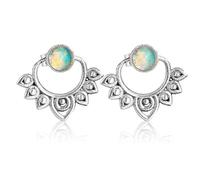 Boucles d'oreilles Nouveau Bohême Turquoise Fleur de Lotus Boucles d'oreilles Femme Opale Boucles d'oreilles Vintage Senior Boucles d'oreilles Bijoux