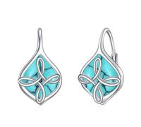 Boucles d'oreilles nœud celtique pour femme en argent sterling avec turquoise, symbole d'amour et de protection éternels, cadeau gaélique bohème pour elle, boucles d'oreilles en argent 925 pour