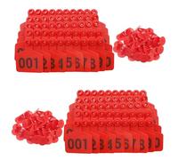 Boucles d'oreilles numérotées rouges for bovins, 7,5 x 6 cm, résistantes aux intempéries, référence 001-500, for vaches, moutons, chèvres et porcs.(301-400)