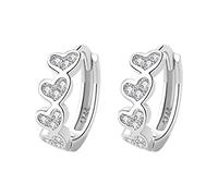 Boucles d'oreilles occultes Boucle d'oreille en argent cuivré blanc en forme de cœur Décoration d'oreille simple avec clous d'oreilles en diamant Boucles d'oreilles triangulaires noires, taille unique