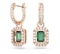 Pendants d'oreilles Una, Taille octogonale, Vertes, Placage de ton or rosé OS