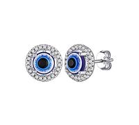 Boucles d'oreilles Oeil d horus Strass Blanc Zirconium Pierre de Lune Bleu Clou d oreille Égyptienne Puces Argent 925 Bleu Cil Bijoux Cadeau pour Fetes des Meres Jeune Fille