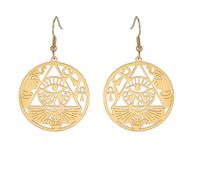Boucles D'oreilles Oeil D'Horus pour Femmes en Acier Inoxydable Ancienne Déesse égyptienne Isis Croissant Ankh avec Noeud Celtique Boucles D'oreilles Amulette (Or)