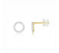 Boucles d'Oreilles Or Jaune - Pavées de Zirconiums - Femme - L'ATELIER D'AZUR - Clou - Puce - 375/1000