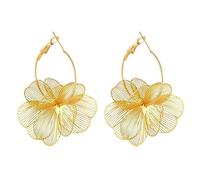 Boucles d'oreilles Or pour Femmes, Boucle d'oreille Fleurs Pendantes | Grandes Boucles d'oreilles Déclaration d'or, Bijoux Femme pour Valentin, Cadeau, Mariage, Anniversaire