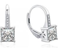 Boucles d'oreilles originales en argent avec zircon clair E0000665