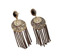 Boucles d'oreilles ornées de cristaux - Mélange de métaux non conformistes - Décoration pour concerts et tenues décontractées - Boucles d'oreilles cloutées en forme de portrait