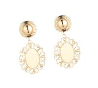 Boucles d'oreilles ovales creuses inspirées du treillis pour les amateurs de mode pour les occasions décontractées et formelles Boucles d'oreilles creuses d'inspiration vintage, taille unique, Comme