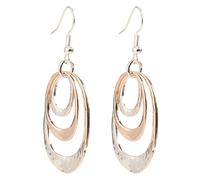 Boucles d'oreilles ovales en alliage or rose bicolore argent design femme géométrique tendance crochet tendance