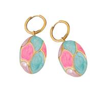Boucles d'oreilles ovales polyvalentes en acier inoxydable avec une élégante finition à l'huile en forme de goutte - Accessoire idéal pour améliorer la tenue, taille unique, Comme décrit