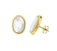 Boucles d'oreilles ovales simples en acier inoxydable pour femme, Métal