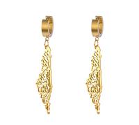 Boucles d'oreilles Palestine La Palestine carte pays drapeau impression boucles d'oreilles les ramener à la maison maintenant patriotique bijoux Judaica cadeau pour les femmes (Or islamique 2)