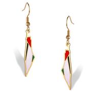 Boucles d'oreilles palestiniennes pour femme Motif carte de la Palestine Drapeau du pays Boucles d'oreilles pendantes en acier inoxydable Bijoux patriotiques Cadeaux de Judaïque Amis (Doré1)