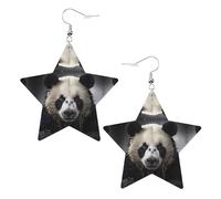 Boucles d'oreilles Panda dans l'eau en cuir en forme d'étoile, légères et élégantes, accessoires pour les fêtes, les danses et la vie quotidienne.