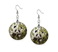 Boucles d'oreilles panda en bois pour femme, bijoux vintage élégants en bois, boucles d'oreilles légères pour mariage, fête, cadeau quotidien, Circular, Bois, Bois.