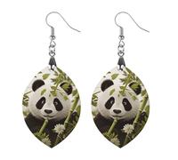 Boucles d'oreilles panda en bois pour femme, bijoux vintage élégants en bois, boucles d'oreilles légères pour mariage, fête, cadeau quotidien, Love, Bois, Bois.
