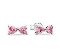Pandora Timeless 293505C01 Boucles d'oreilles en argent sterling avec nœud rose scintillant et zircone, Rosa, Argent sterling, Zircone cubique