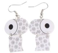 Boucles D'oreilles Papier Roulé Amusantes pour Femmes en Acrylique Blanc | Paire Décorative, Style Fantaisie, pour Sorties Entre Amies et Réunions, Format 1 Paire, Usage Féminin