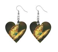 Boucles d'oreilles papillon doré en bois pour femme, bijoux vintage élégants en bois, boucles d'oreilles légères pour mariage, fête, cadeau de bijoux au quotidien, Circular, Bois, Bois.