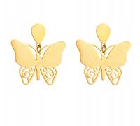 Boucles d'oreilles papillon élégantes en acier chirurgical 316L, dimensions 3 x 2,8 cm, fermeture par bouton