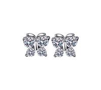Boucles d'oreilles papillon en argent plaqué argent, zircone super brillante, édition coréenne pour femme, 17 km, talla única, Boucles d'oreilles en forme de cœur, Pas de gemme