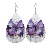 Boucles d'oreilles papillon en cuir avec peinture à l'huile violette, style européen et américain pour jeunes femmes, cadeaux d'anniversaire, cadeaux de Saint-Valentin