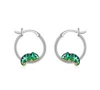 Boucles d'Oreilles Papillon en Opale Blanche, en Argent Sterling 925, Boucles d'Oreilles Marguerite pour Femmes, Bijoux Papillon, Cadeau pour Filles (caméléon)