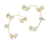 Boucles d'oreilles papillon non percées avec pampille exquise en zircon pour mariage, Saint-Valentin, taille unique, Cristal artificiel, Pas de gemme