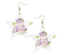 Boucles d'oreilles papillon pour femme, boucles d'oreilles pendantes en forme d'étoile étincelante, bijoux tendance pour soirée, One Size, Cuir