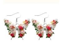 Boucles d'oreilles papillon rose fleurie, élégantes boucles d'oreilles papillon florales, charmantes boucles d'oreilles tournesol en acrylique 2D, boucles d'oreilles bohèmes tendance (#1)