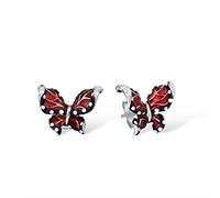 Boucles d'oreilles papillon rouge pour femmes boucles d'oreilles pure étalons bijoux émaillé à la main