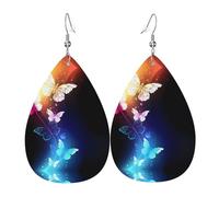 Boucles d'oreilles papillon sur fond noir en cuir en forme de larme Texture légère de luxe - Convient pour un usage quotidien, une fête, un rendez-vous galant